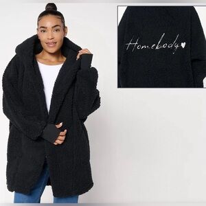 By Jill Martin Sherpa Embroidered Hooded Lounger - Homebody - Petite M/L 🖤